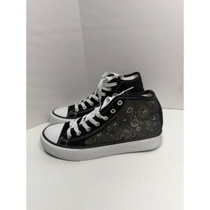 CKN Korean sbeakers Celestial Sun Moon Stars Black Canvas High Top Sneakers US 8